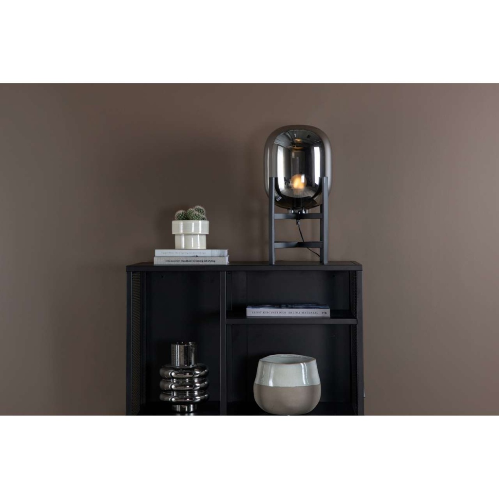 Altair Bordslampa Stål Svart, Rökigt glas D260 H450
