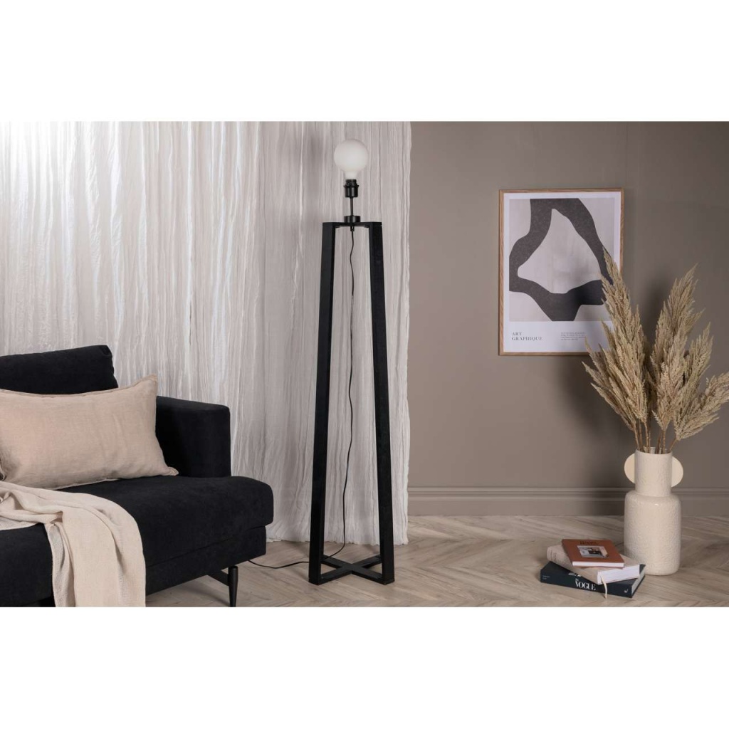 Avspark -Golvlampa - korsade ben/Rökfärgat glas/Går att kombinera med en rökfärgad glödlampa