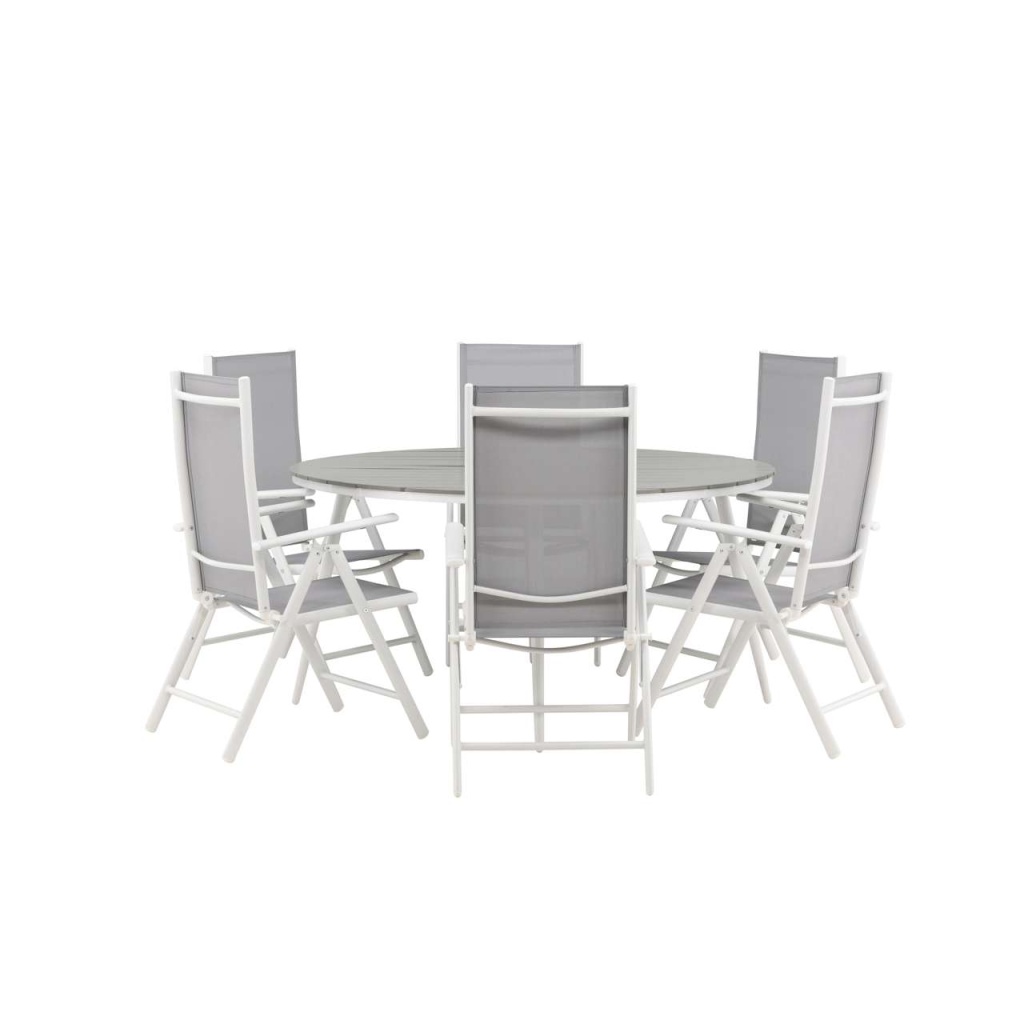 Break - Matbord Runt- Vit / Grey - Alu / Aintwood - 150ø _1+ Break 5:pos Stol | Matgrupp | Stol för matbord