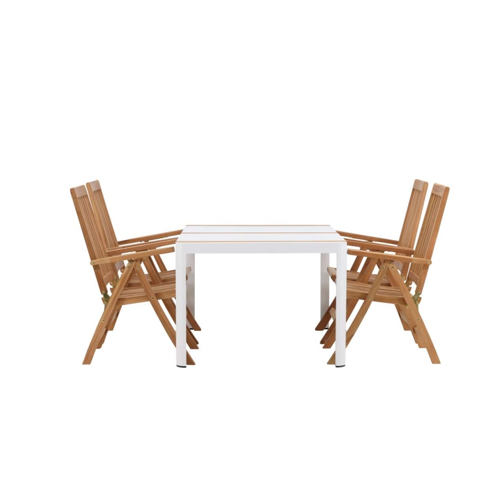 Togo - Matbord- Vit / Teak - Allu / Teak - 150*100 _1+ Kenya 5-position Folding Stol | Matgrupp | Stol för matbord