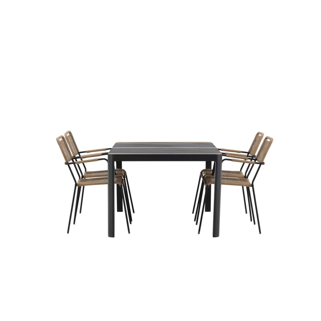 Togo - Matbord- Svart / Teak - Allu / Teak - 150*100 _1+ Lindos - Fåtölj | Matgrupp