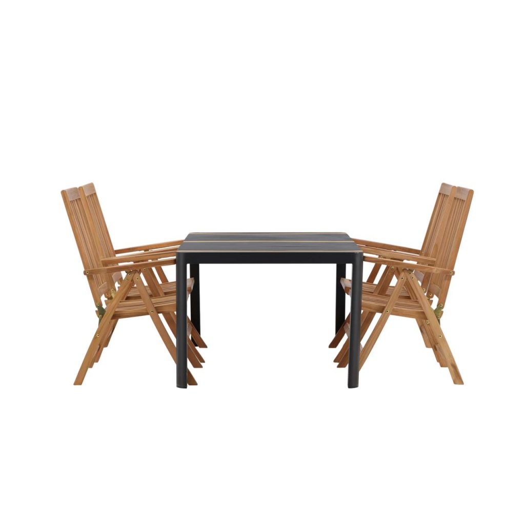 Togo - Matbord- Svart / Teak - Allu / Teak - 150*100 _1+ Kenya 5-position Folding Stol | Matgrupp | Stol för matbord