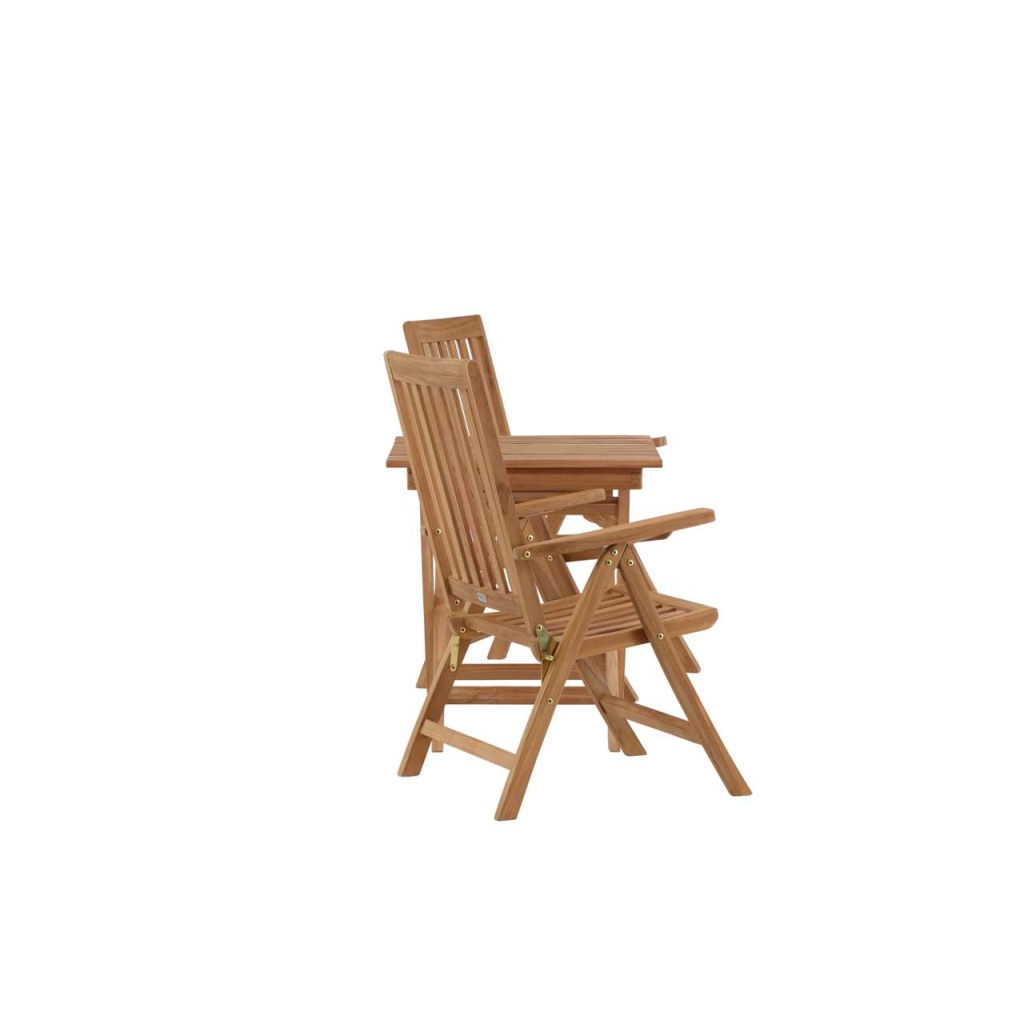 Ghana - Folding Bord- Natural - Teak - 70*70cm _1+ Kenya 5-position Folding Stol | Stol för matbord