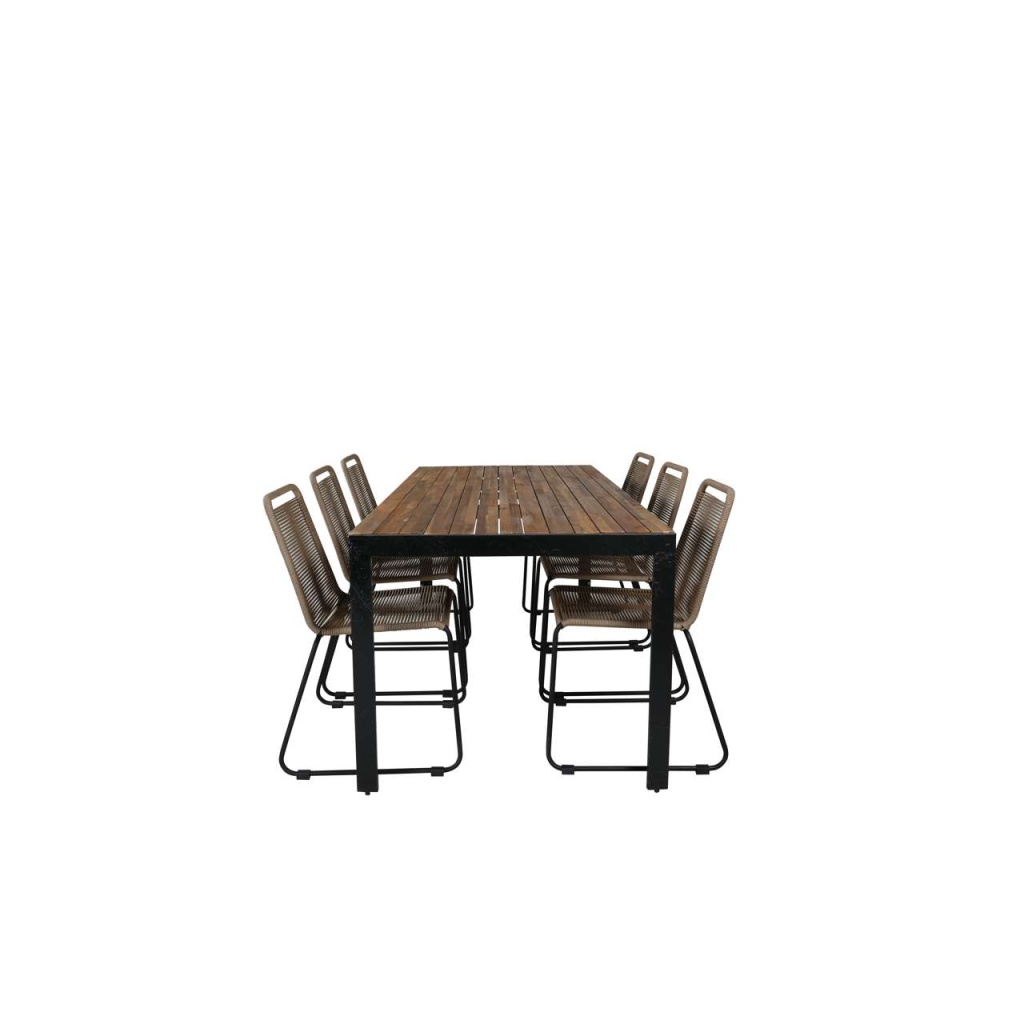 Bois Middag table 205*90cm - Svart Legs / Akacia | Lindos stapelstol