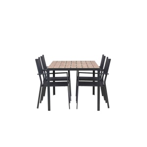 Break Middagtable Alumnium - Svart / Nature Rektangulär 90*150* | Copacabana stapelstol - Svart/Svart