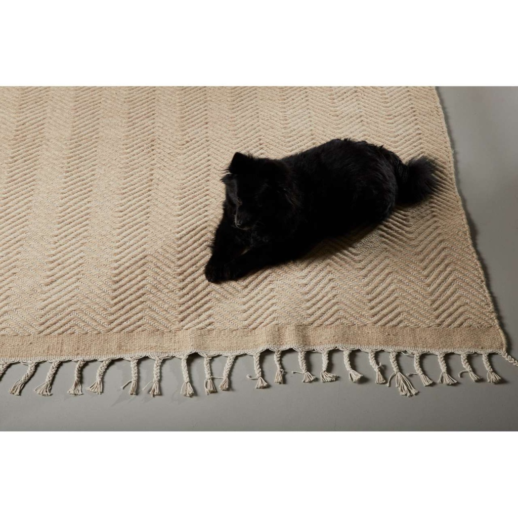 Loke Ull/Bomull mix - 300*200- -Rektangulär-Vit/Beige