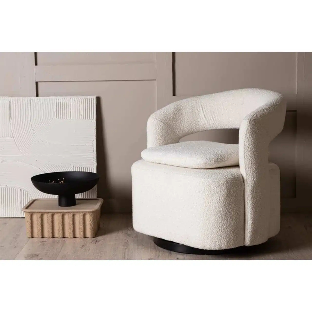 Laurel Fåtölj - Svart / Cream white boucletyg
