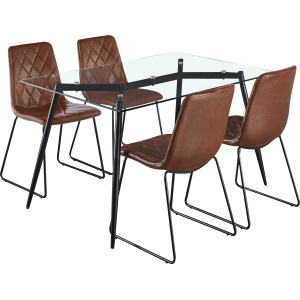 Arezzo Matbord 140 med 4x Viktoria Stol Brun PU/ Krom