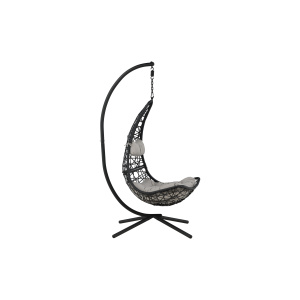 Edinburgh Hanging chair - Svart frame/black wicker/grey cushion
