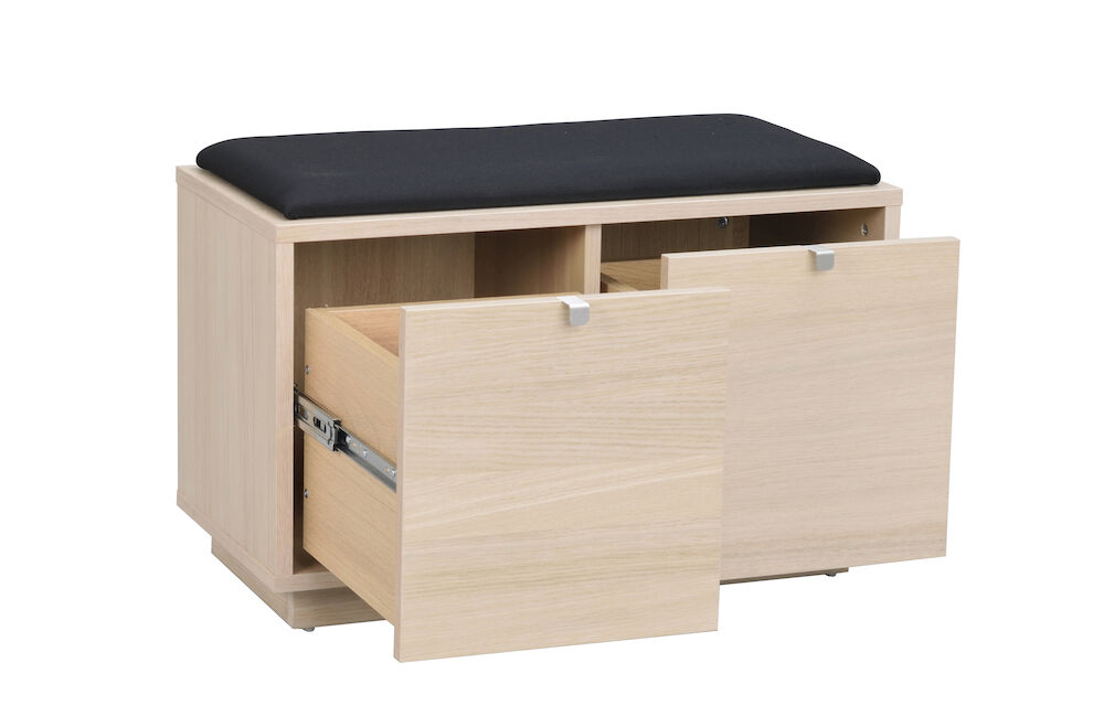 Confetti bänk 2L vitpigmenterad ek/svart tyg - Bild 2