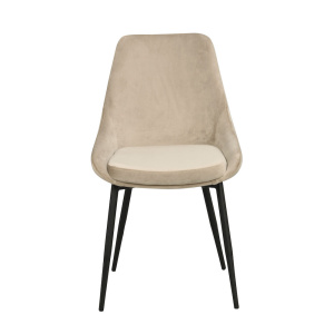 Sierra stol beige sammet/svarta metall ben