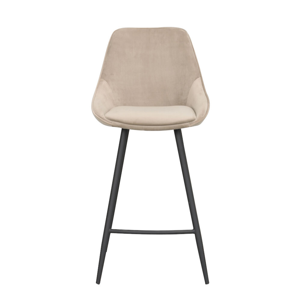 Sierra barstol beige sammet/svarta metallben