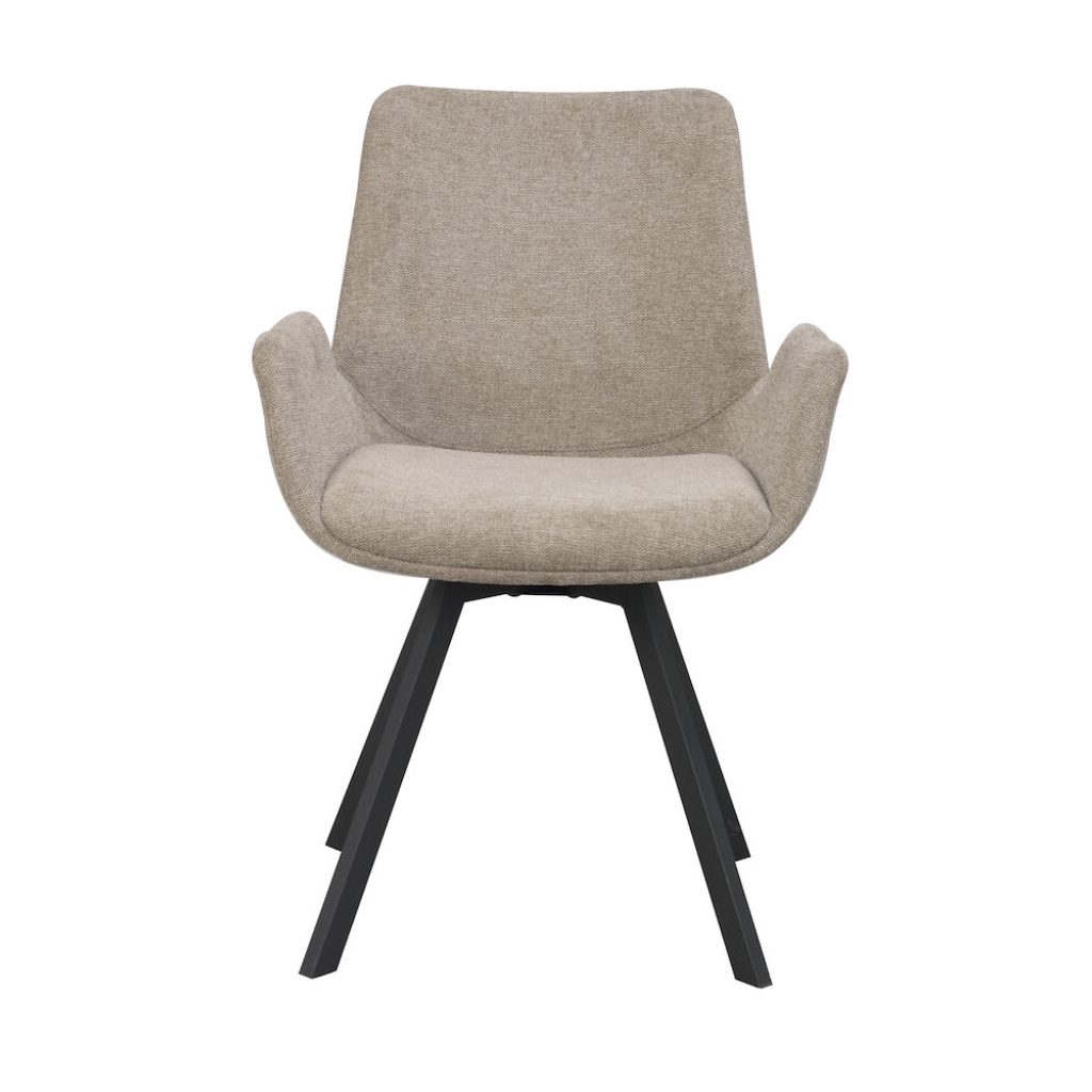 Norwell karmstol beige tyg/svarta metall snurrben