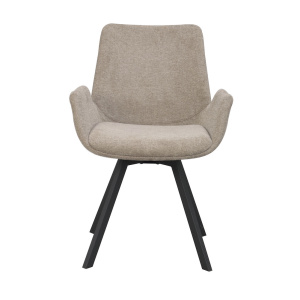 Norwell karmstol beige tyg/svarta metall snurrben