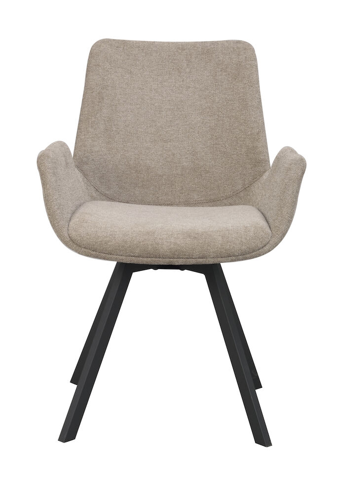 Norwell karmstol beige tyg/svarta metall snurrben