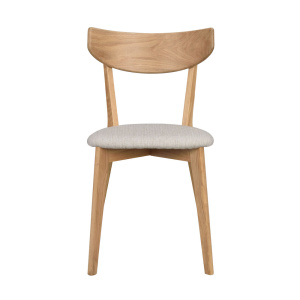 Ami stol lackad ek/grå-beige tyg