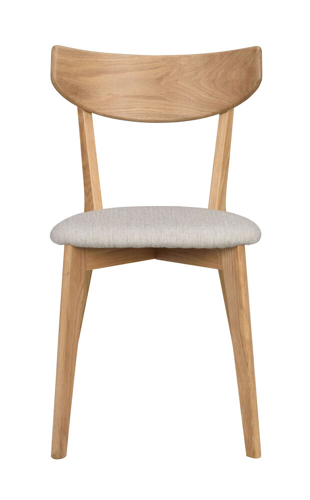 Ami stol lackad ek/grå-beige tyg