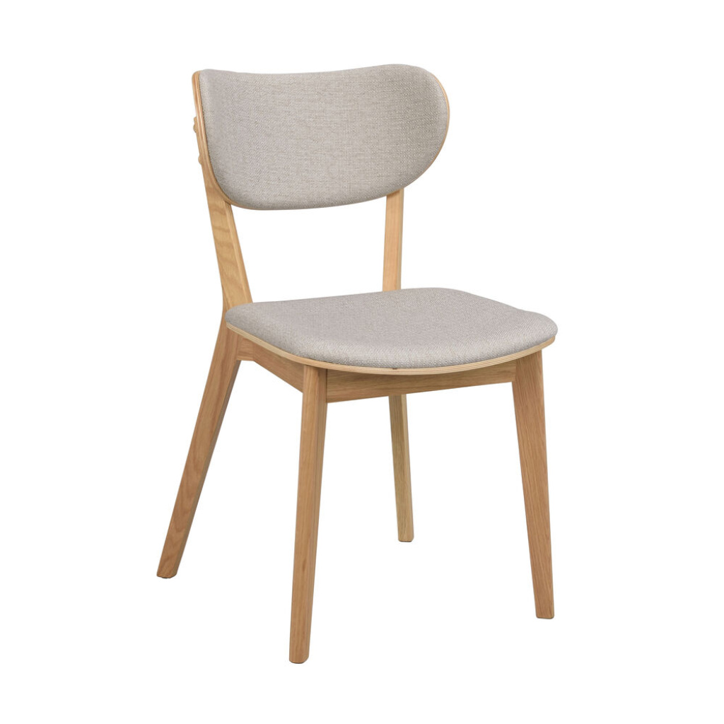 Kato stol lackad ek/grå-beige tyg