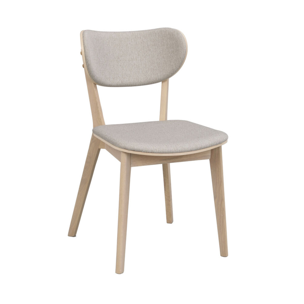 Kato stol vitpigmenterad ek/grå-beige tyg