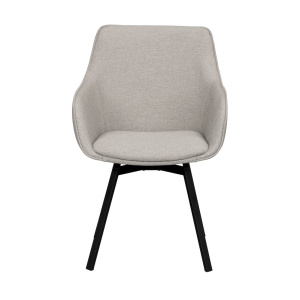 Alison karmstol beige tyg/svarta metallben snurr