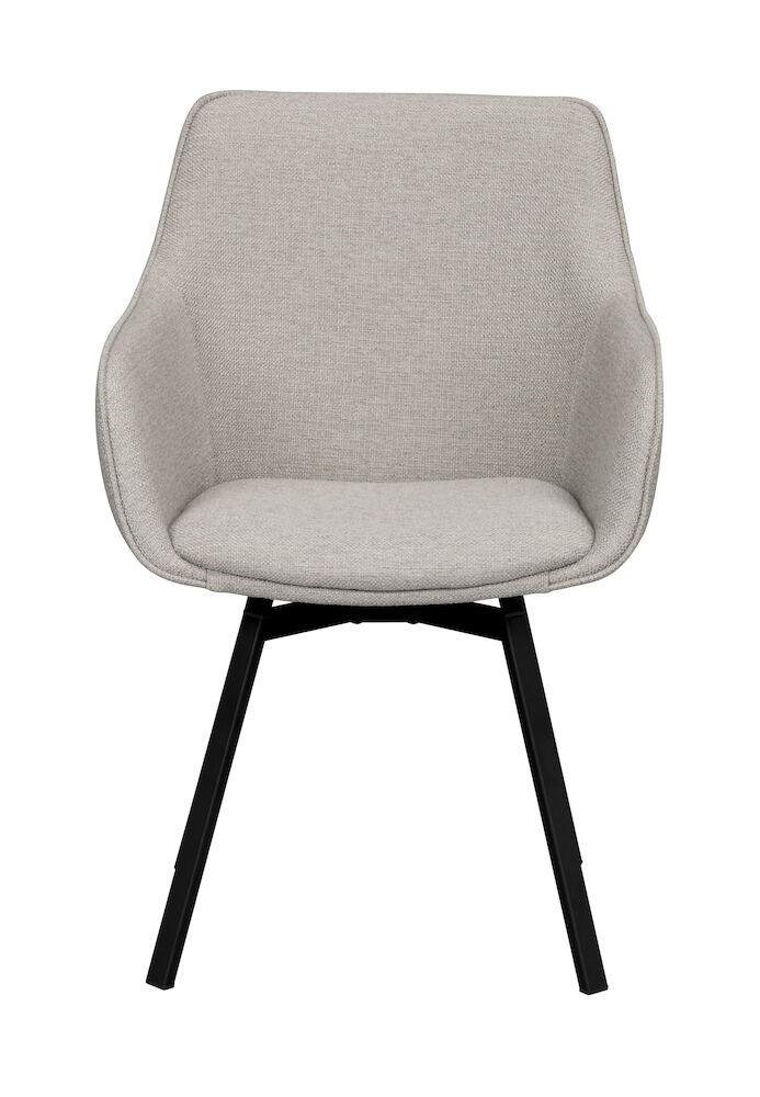 Alison karmstol beige tyg/svarta metallben snurr