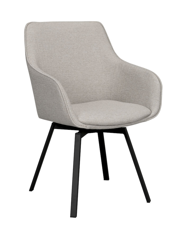 Alison karmstol beige tyg/svarta metallben snurr - Bild 4