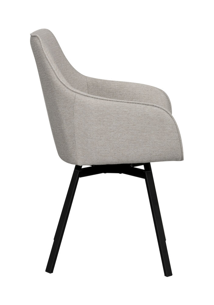 Alison karmstol beige tyg/svarta metallben snurr - Bild 5