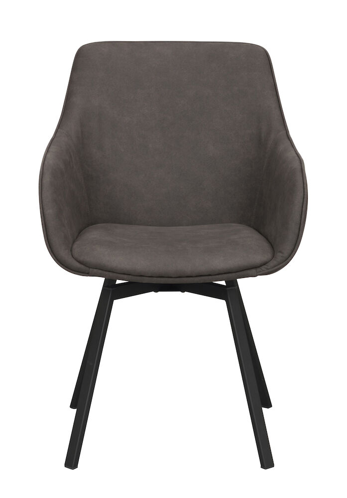 Alison karmstol mörkgrå microfiber/svarta metallben snurr