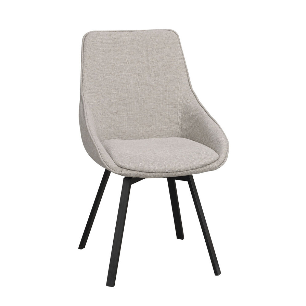 Alison stol beige tyg/svarta metallben snurr