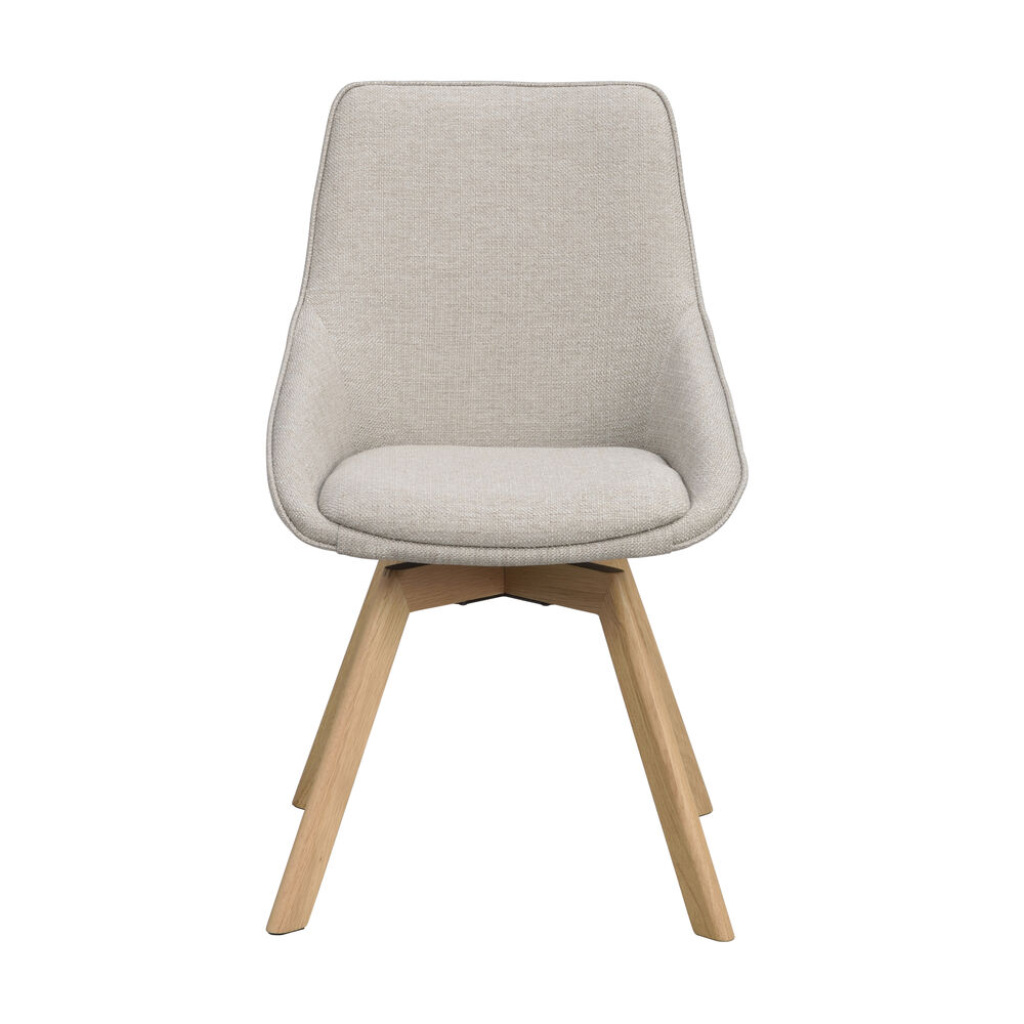 Alison stol beige tyg/ekben snurr