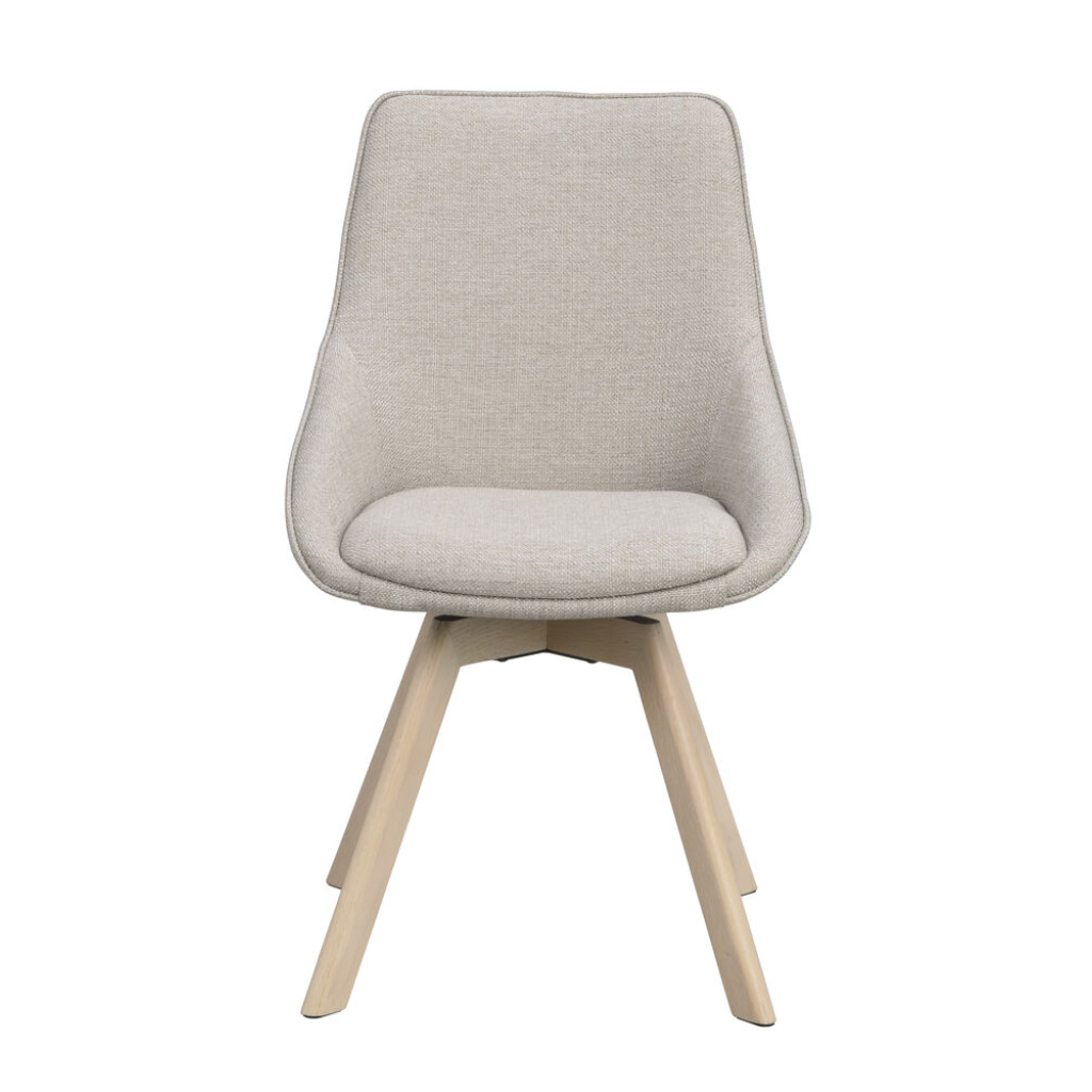 Alison stol beige tyg/vitpigmenterade ekben snurr