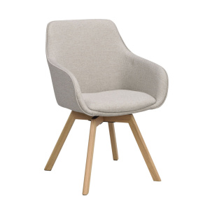 Alison karmstol beige tyg/ekben snurr