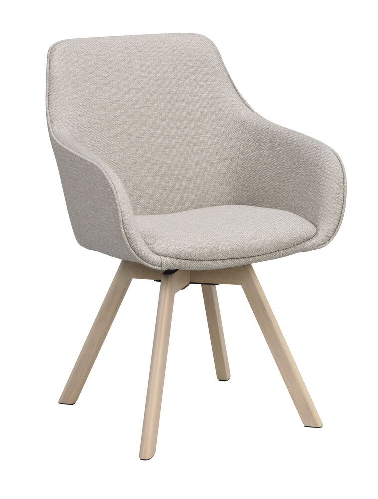 Alison karmstol beige tyg/vitpigmenterade ekben snurr