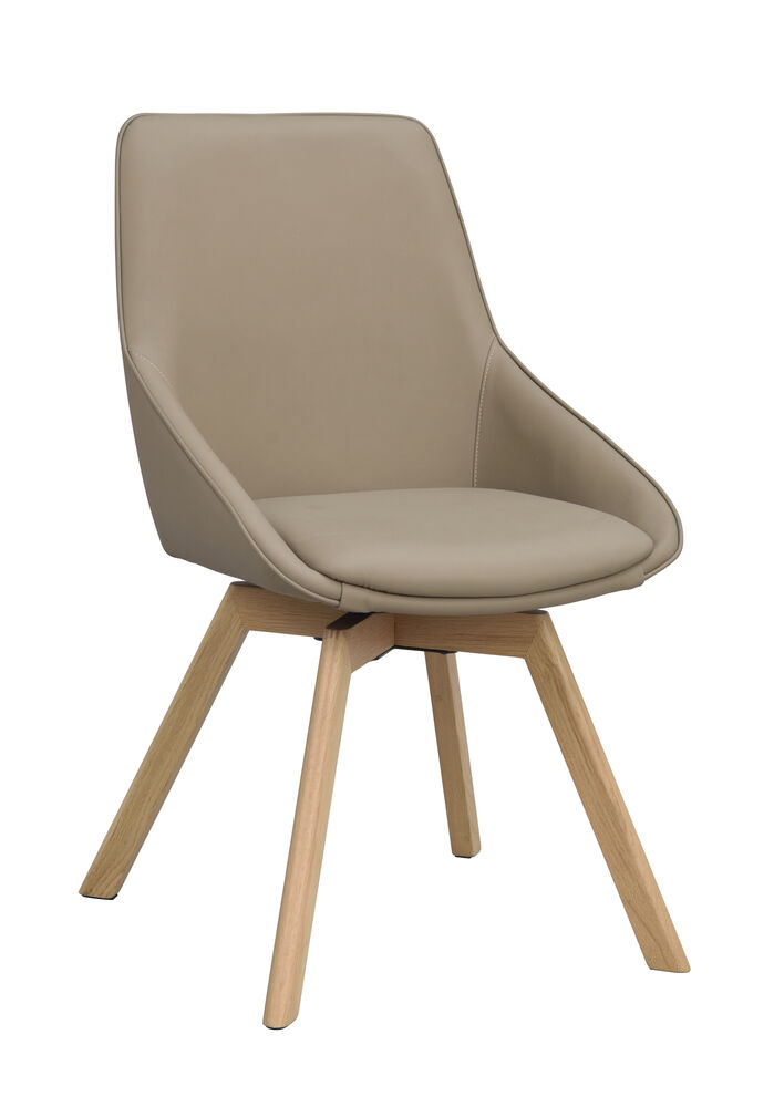 Alison stol beige läder/ekben snurr