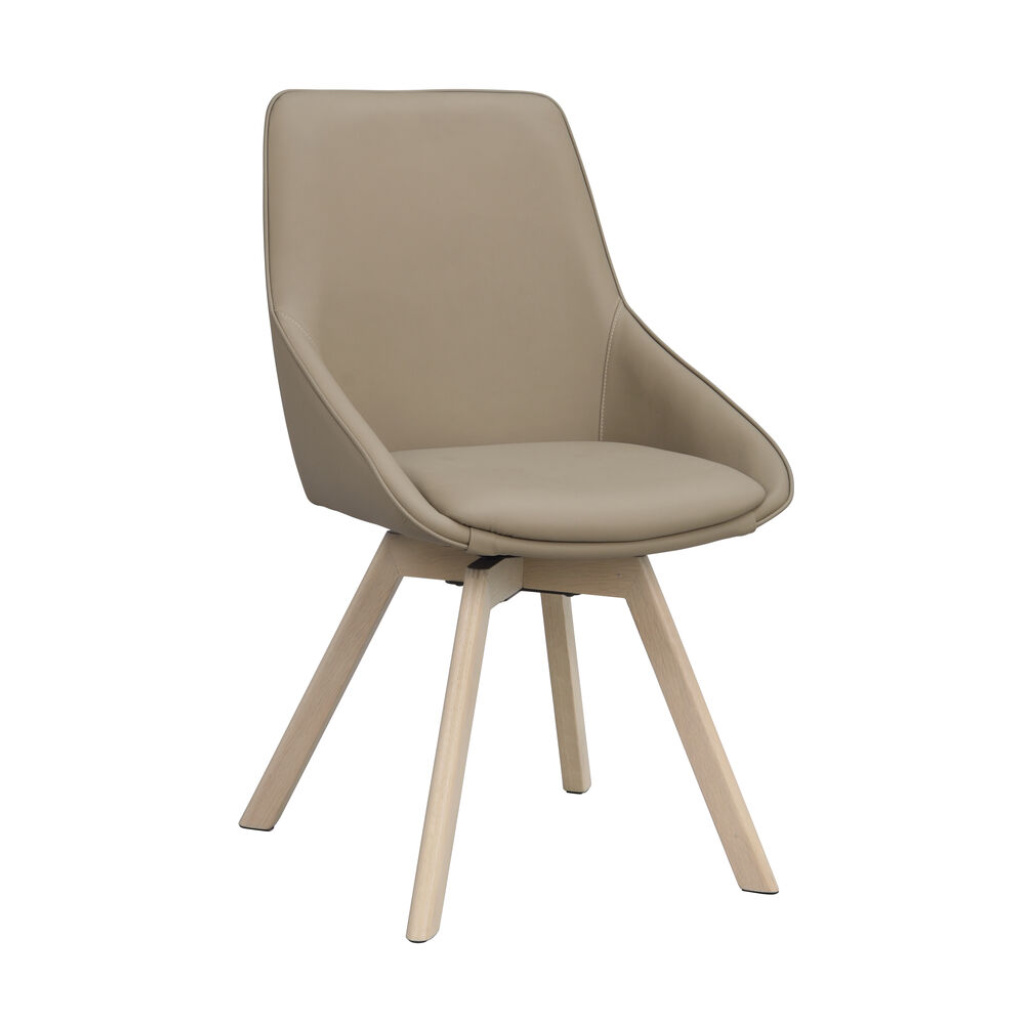 Alison stol beige läder/vitpigmenterade ekben snurr