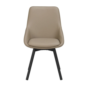 Alison stol beige läder/svarta metallben snurr