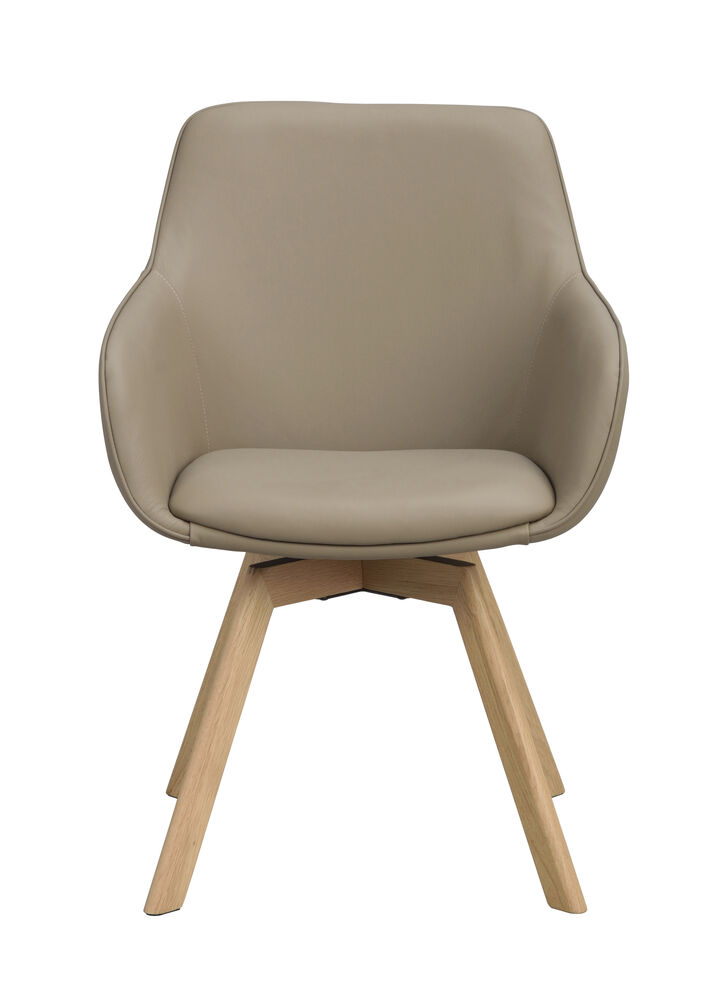 Alison karmstol beige läder/ekben snurr