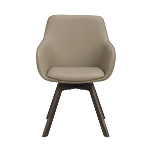 Alison karmstol beige läder/bruna ekben snurr