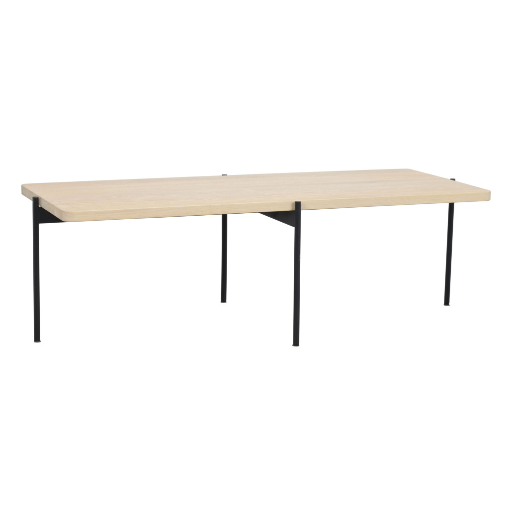 Shelton soffbord 145x60 vitpigment ek/svart metall