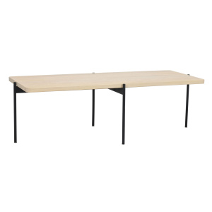 Shelton soffbord 145x60 vitpigment ek/svart metall