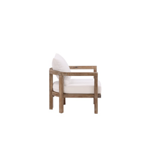 Erica Single chair- acacia wire brushed/off white cushion
