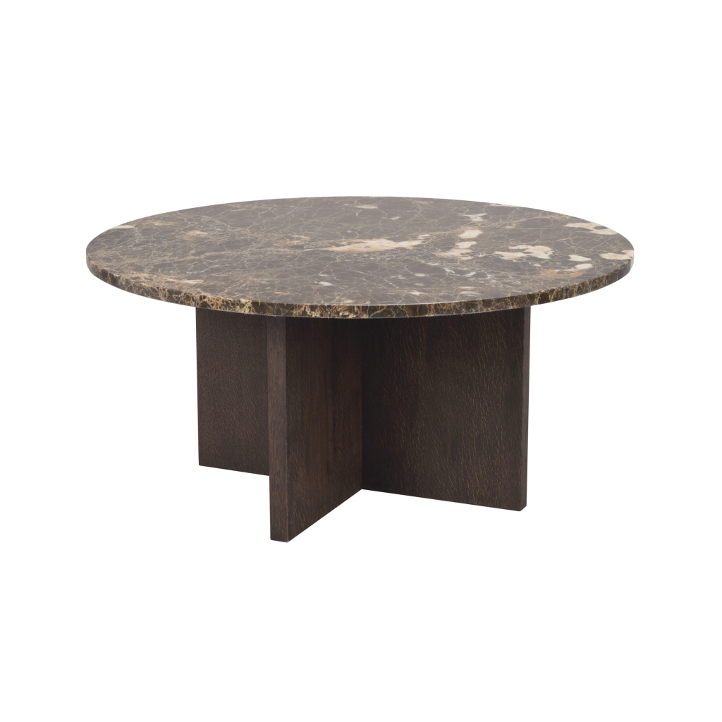 Brooksville soffbord runt Ø90 brun marmor/brun ek