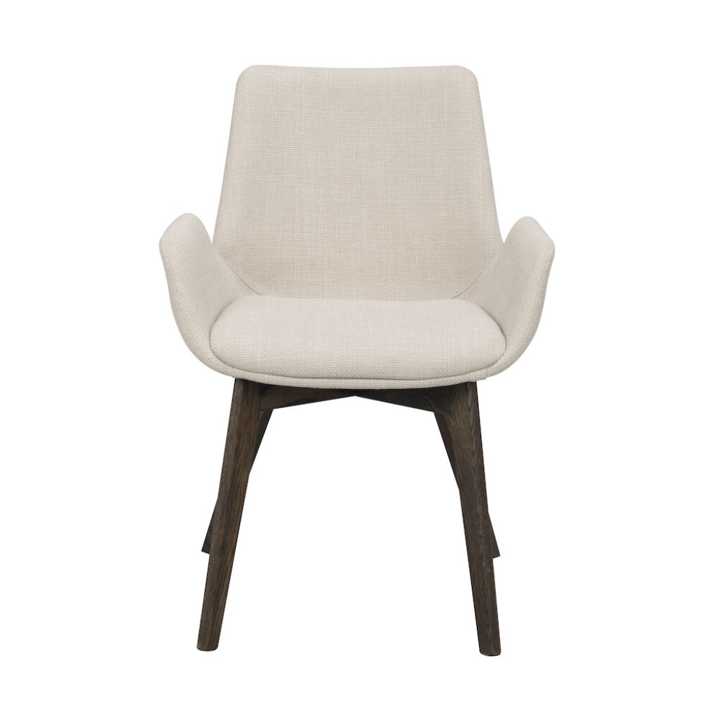 Drimsdale karmstol beige tyg/bruna ekben