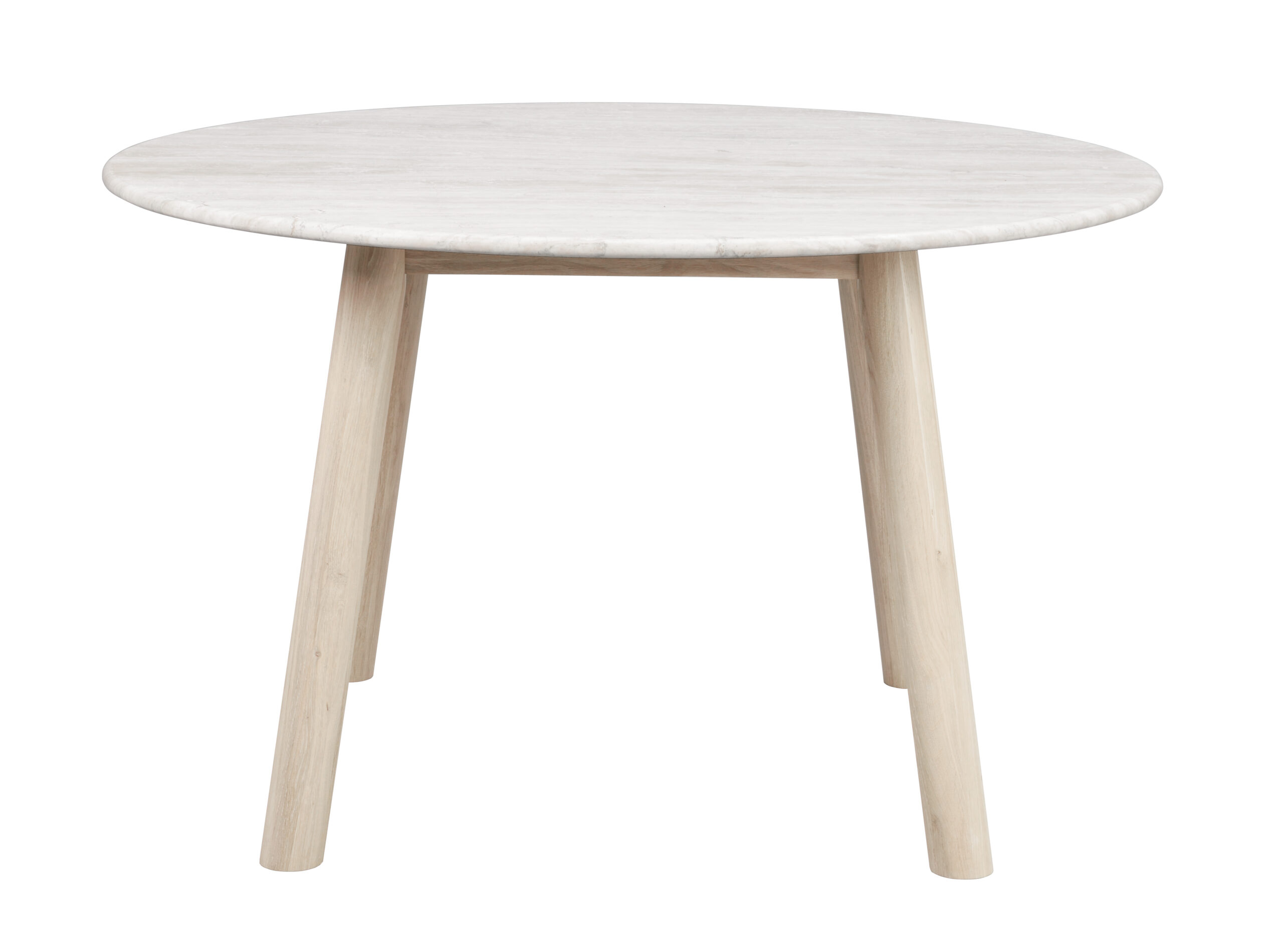 Taransay matbord Ø125 beige travertin/vitpigmenterad ek