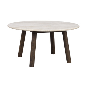 Taransay soffbord Ø90 beige travertin/brun ek