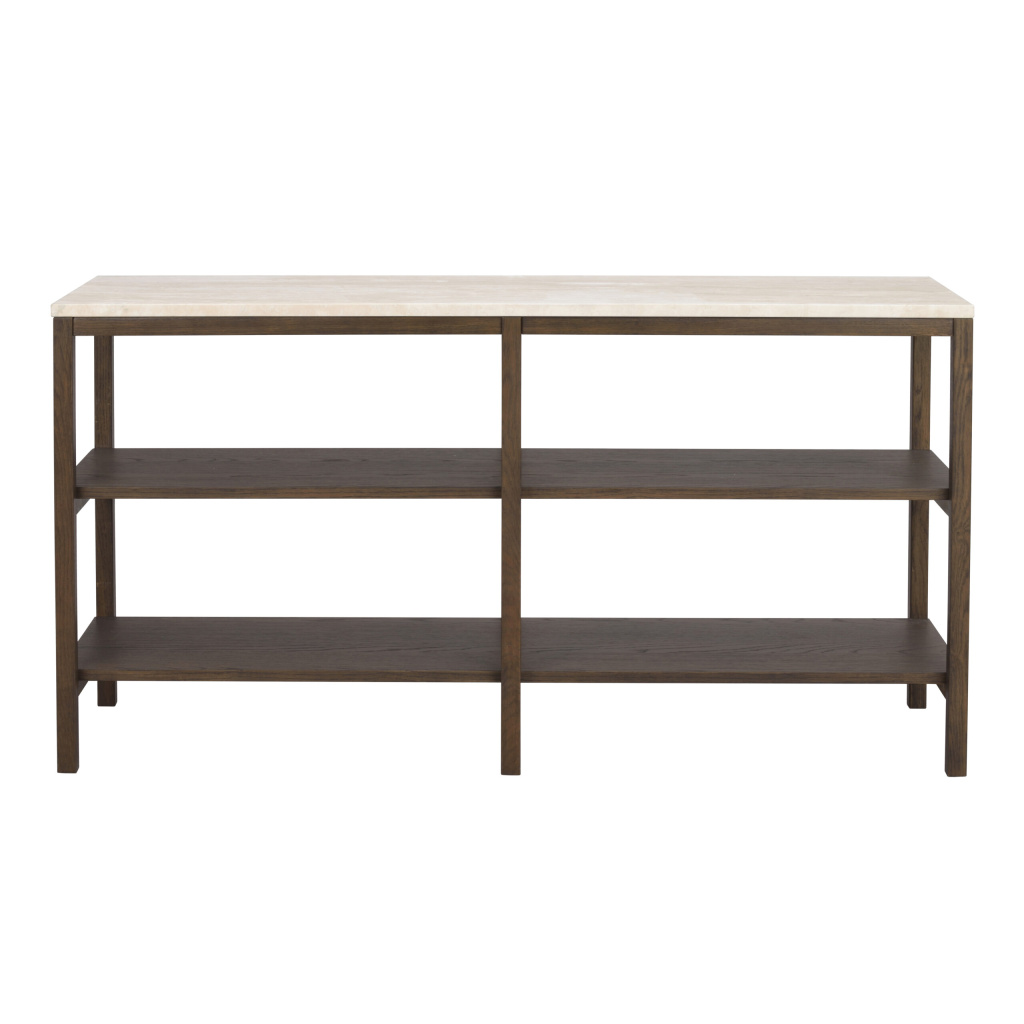 Orwel avlastningsbord 140xH75 beige travertin/brun ek