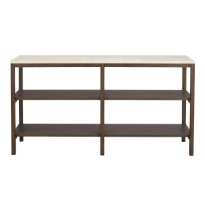 Orwel avlastningsbord 140xH75 beige travertin/brun ek