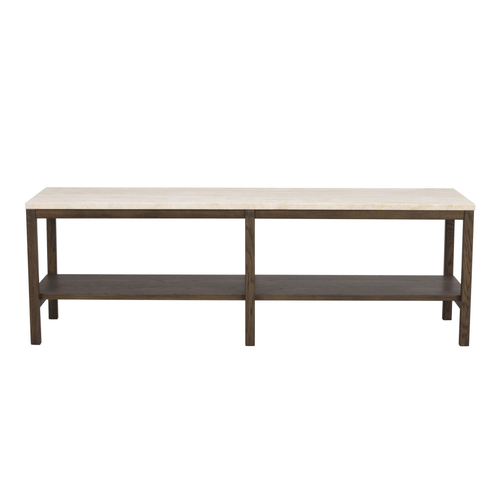 Orwel avlastningsbord 140xH45 beige travertin/brun ek