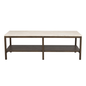 Orwel soffbord 140x60 beige travertin/brun ek
