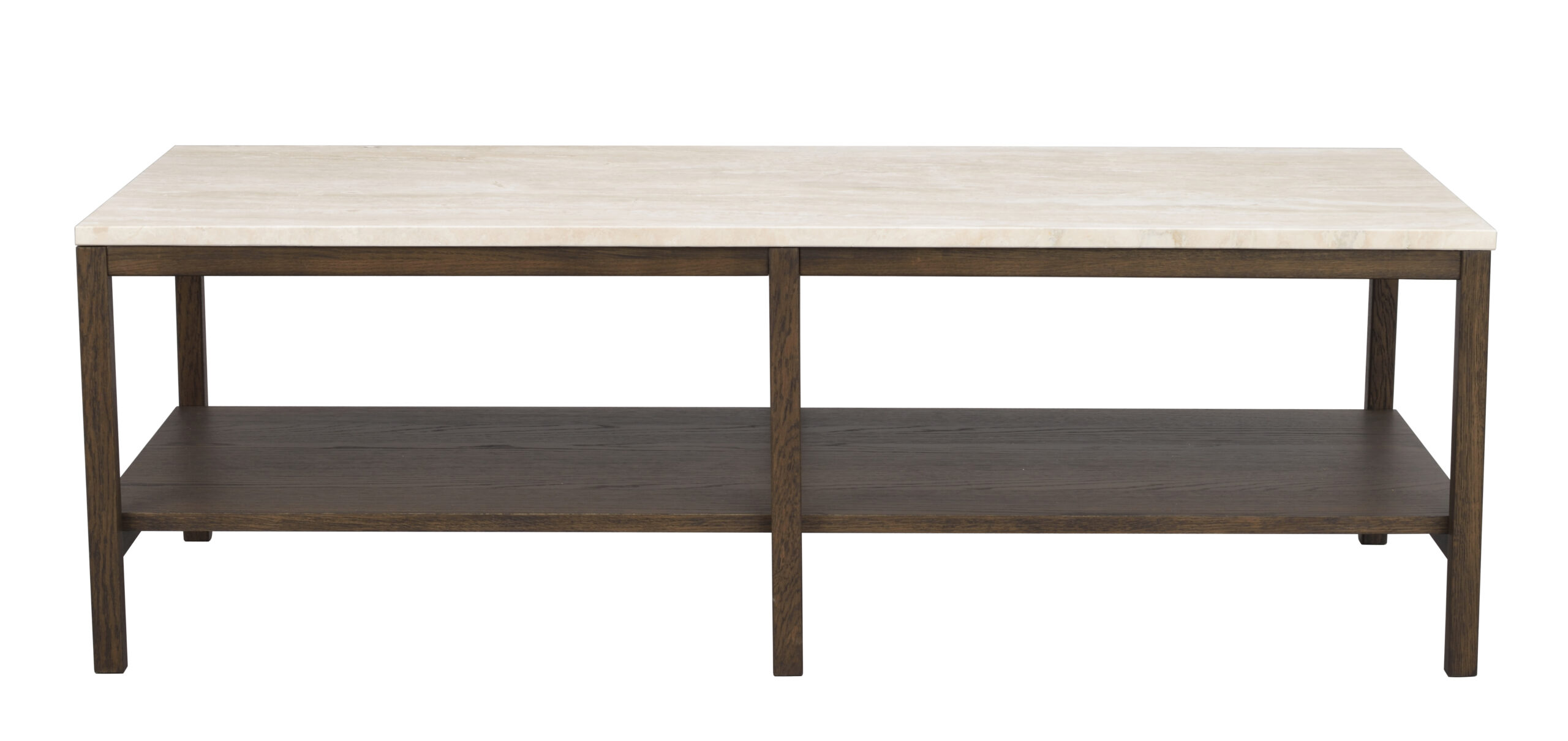 Orwel soffbord 140x60 beige travertin/brun ek